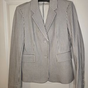 Amanda & Chelsea Blue, Grey & White Striped Blazer Sz Small Preloved